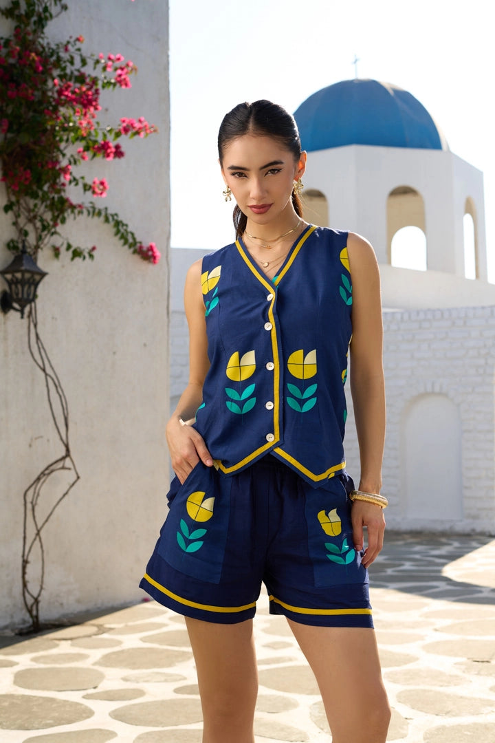 Midnight Tulip Shorts Set