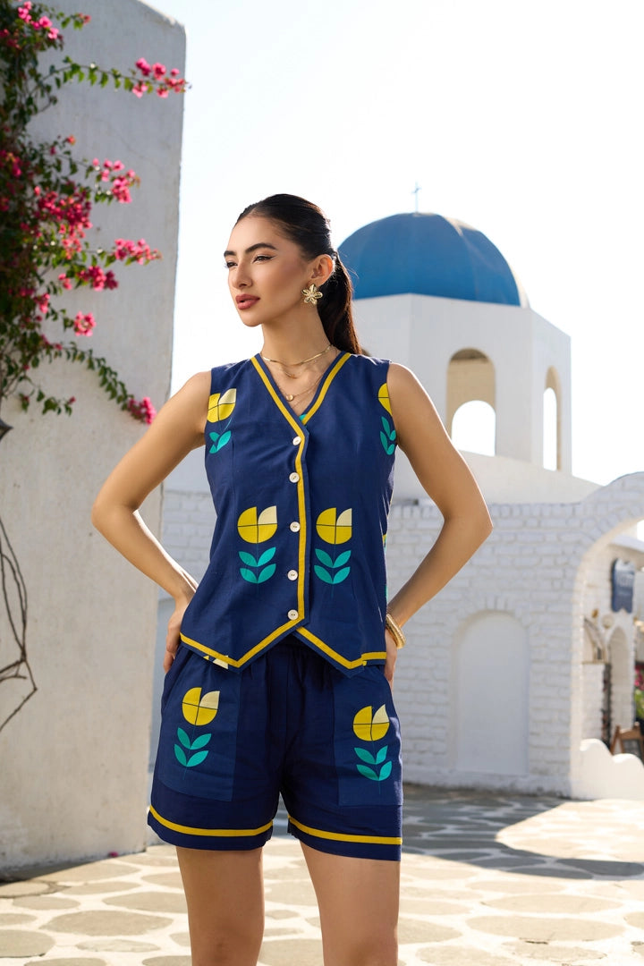 Midnight Tulip Shorts Set