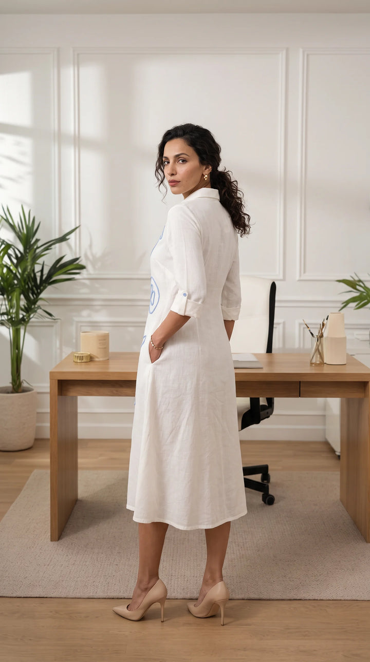 The Petal Line White Dress/Kurti