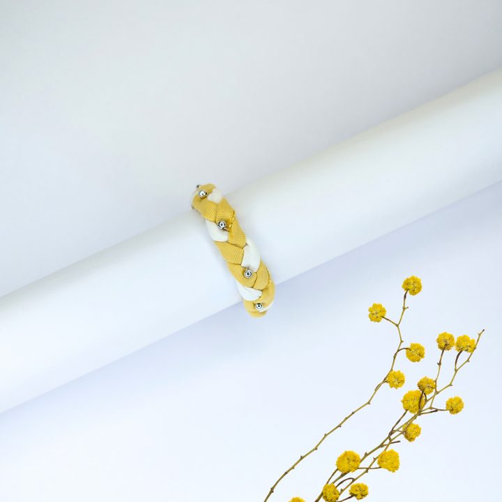 Yellow & White Braided Bracelet - MAGS By Sananda Basak