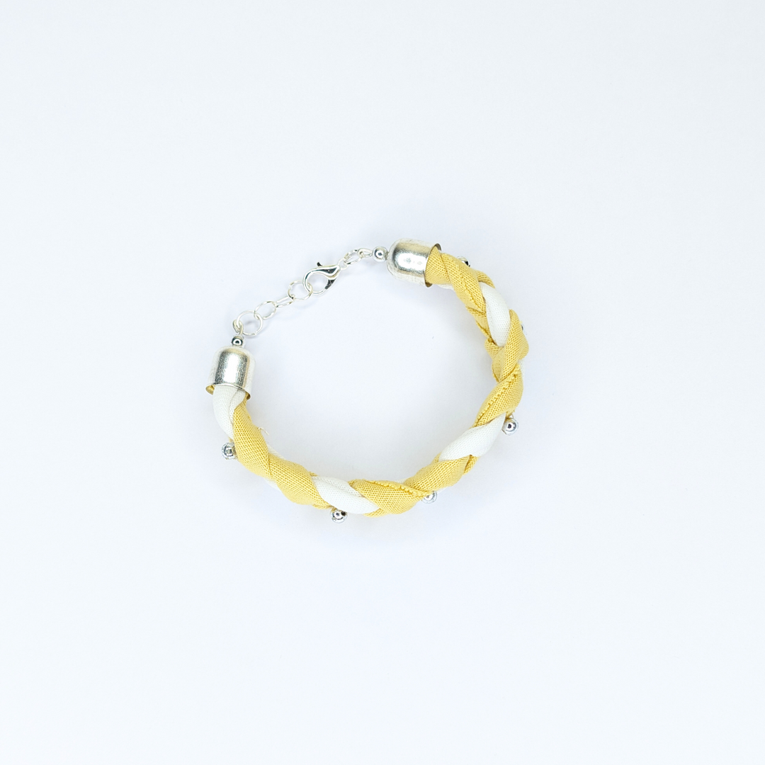 Yellow & White Braided Bracelet - MAGS By Sananda Basak