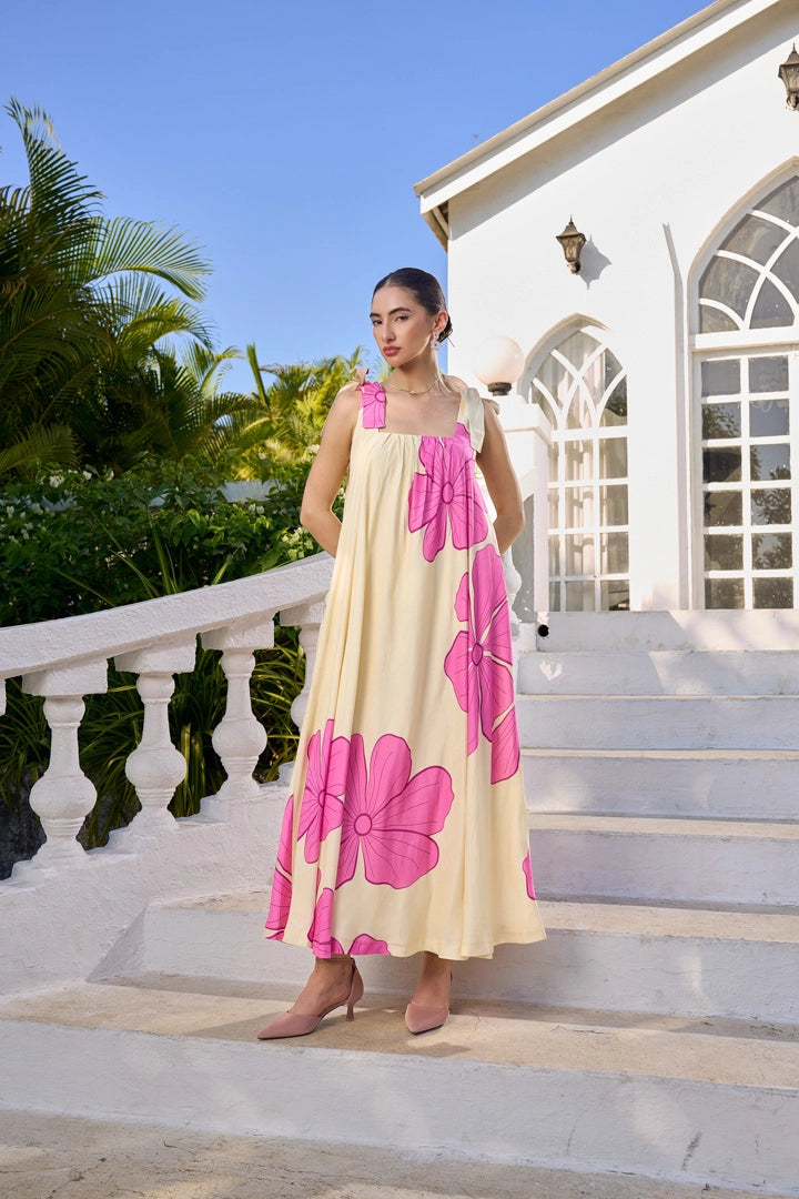 Blush Hibiscus Maxi Dress