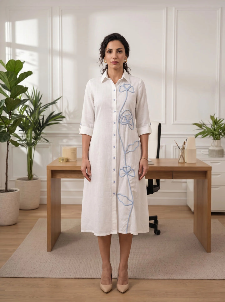 The Petal Line White Dress/Kurti
