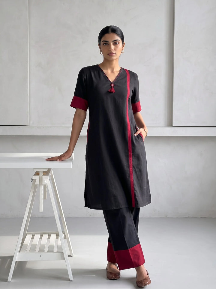The Axis Black Kurta Set