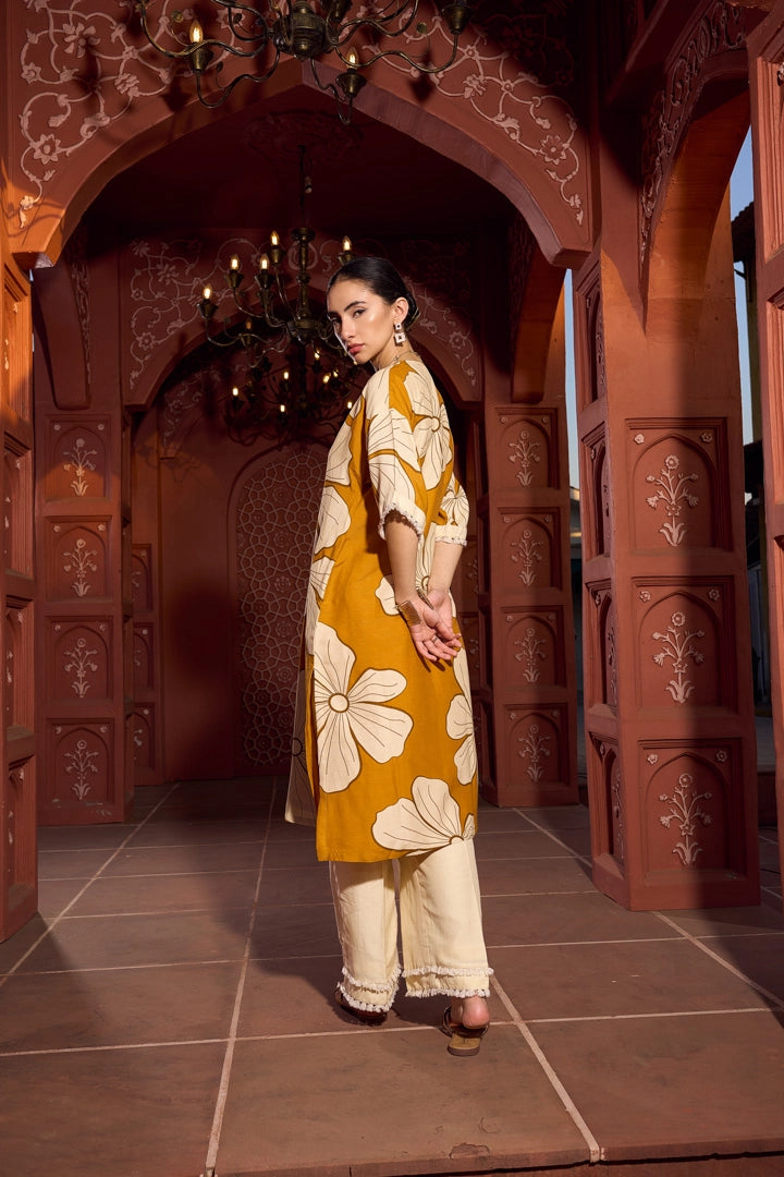 Golden Hibiscus Kurti &amp; Pant