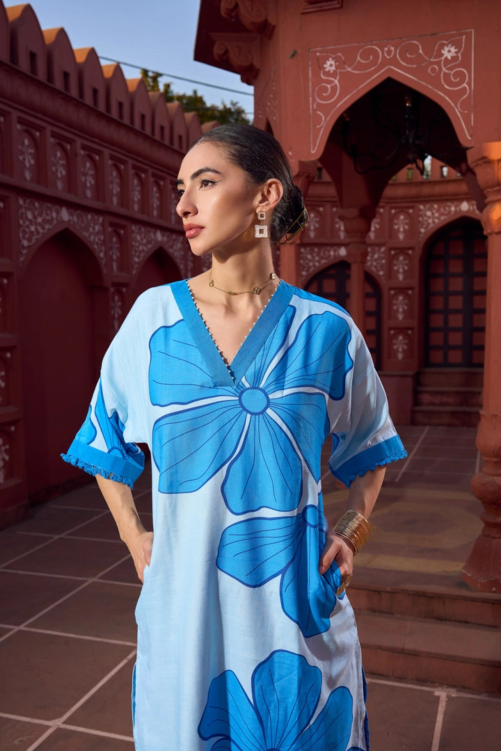 Azure Hibiscus Kurti &amp; Pant
