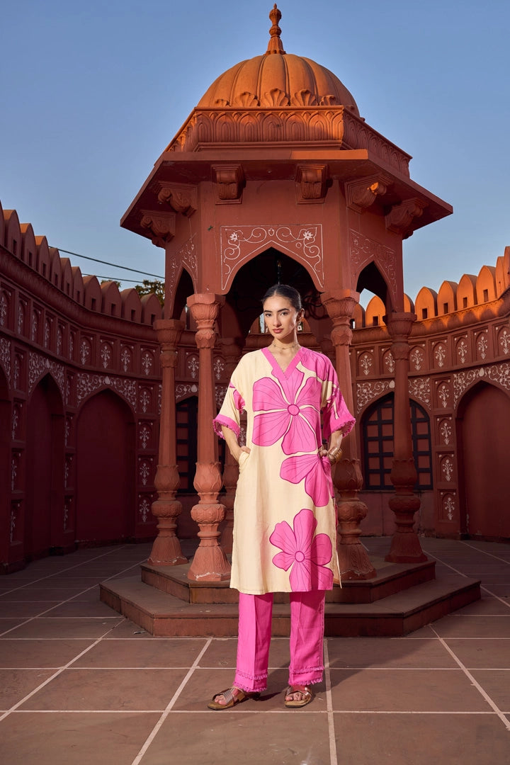 Blush Hibiscus Kurti & Pant