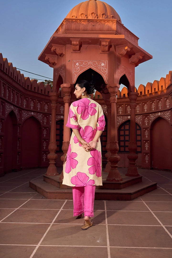 Blush Hibiscus Kurti & Pant