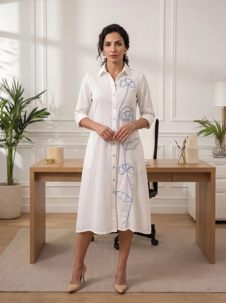 The Petal Line White Dress/Kurti