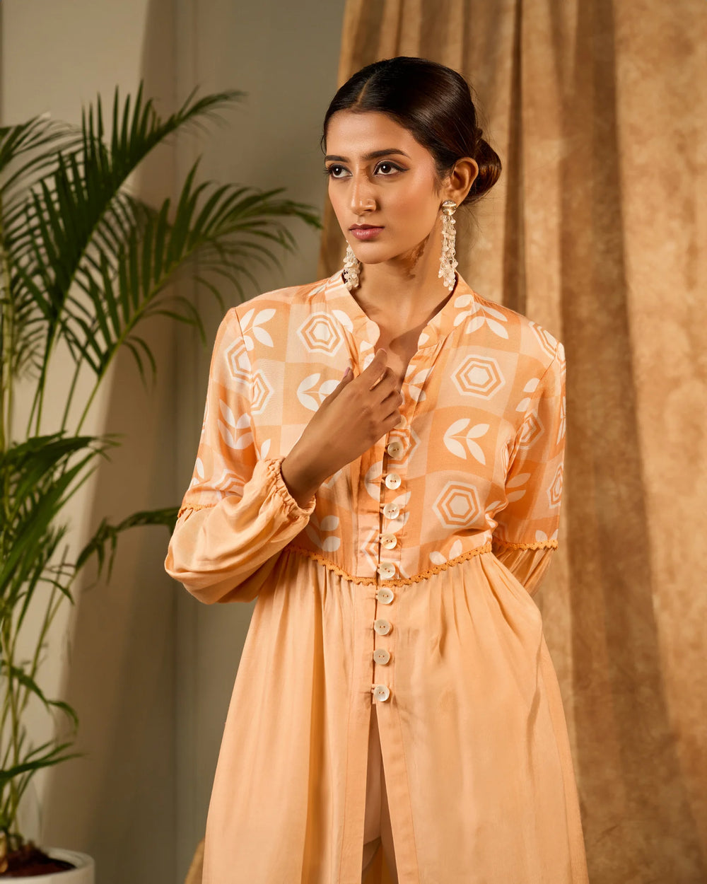 Apricot Delight Long Jacket - MAGS By Sananda Basak - A Sustainable Fashion Brand