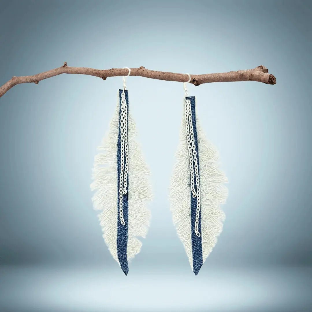 Blue Feather Chain Dangler - MAGS By Sananda Basak - A Sustainable Fashion Brand