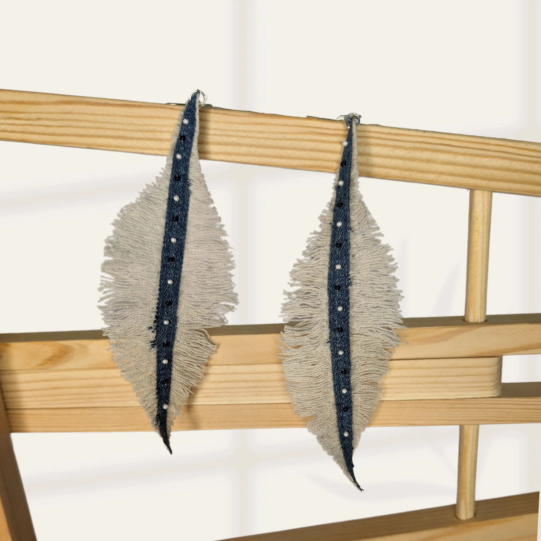 Blue Feather Dangler - MAGS By Sananda Basak - A Sustainable Fashion Brand