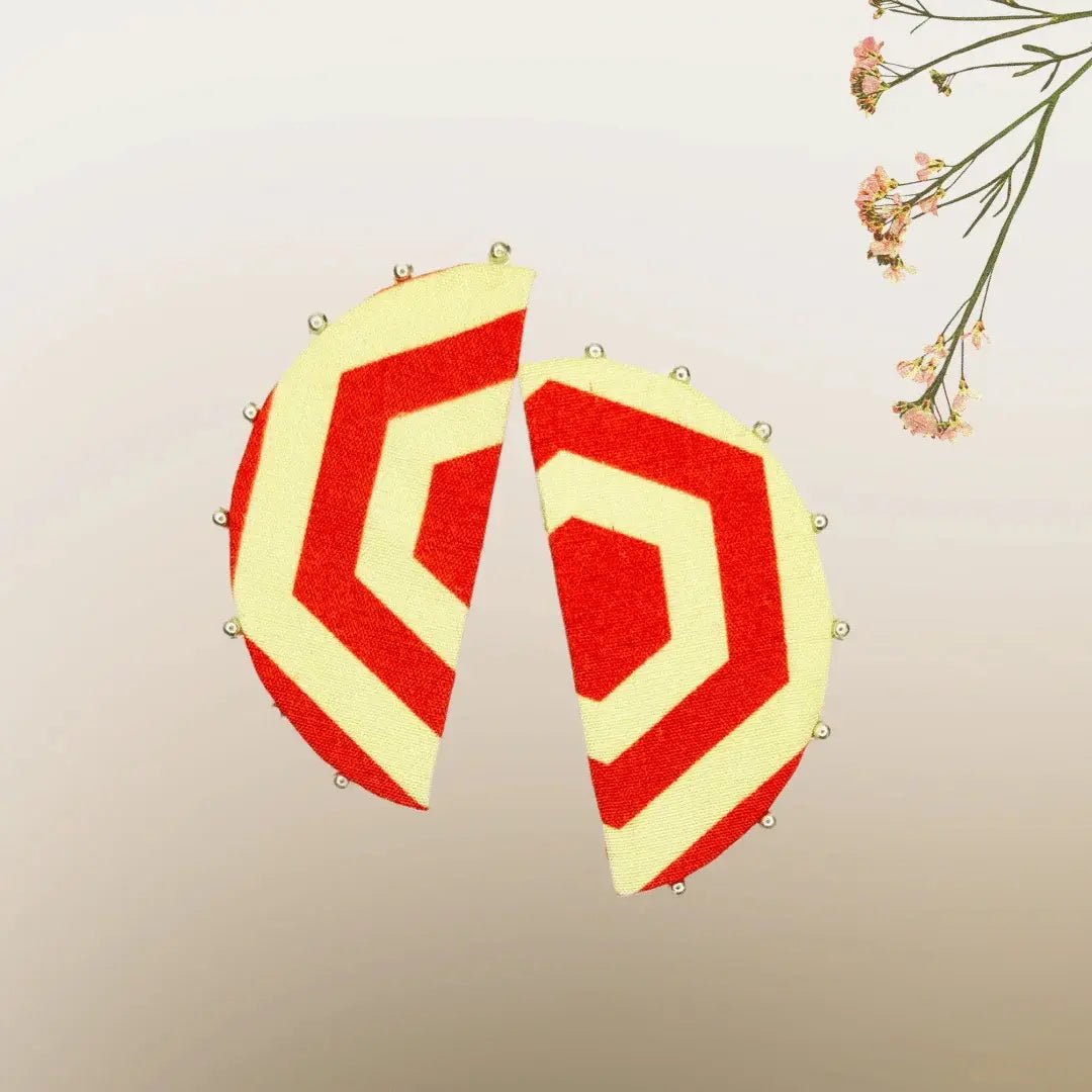 Cream Red Semi - Circle Top - MAGS By Sananda Basak - A Sustainable Fashion Brand