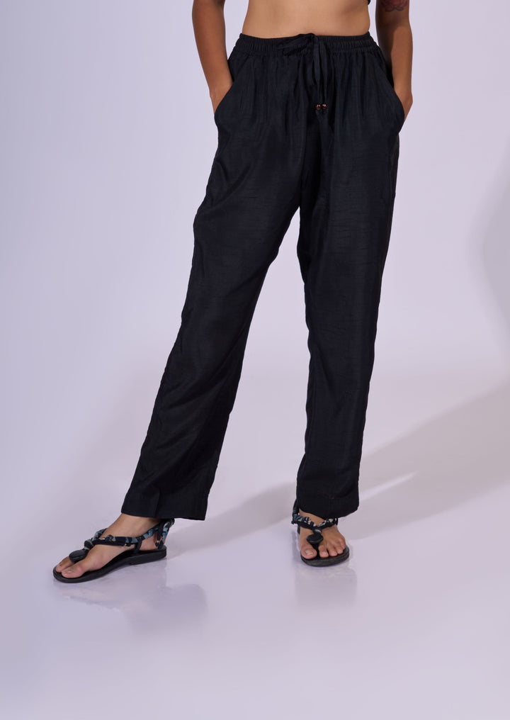 Black Pants - Eco-friendly luxury resort wear Diwali offers – women's casual fashion by Sananda Basak - MAGS By Sananda Basak - Pune INDIA