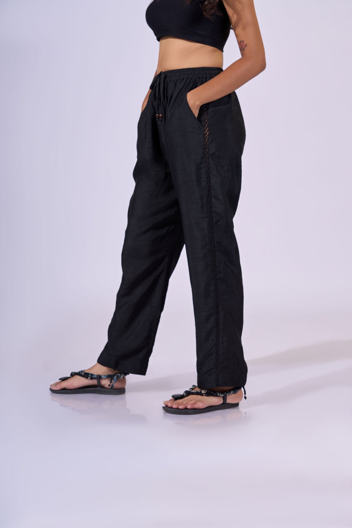 Black Pants - Eco-friendly luxury resort wear Diwali offers – women's casual fashion by Sananda Basak - MAGS By Sananda Basak - Pune INDIA