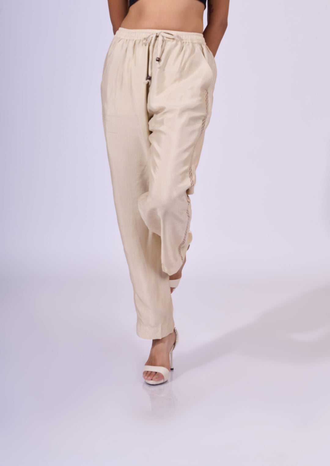 Beige Pants - Eco-friendly Resort Wear – Women's Fashion by Sananda Basak - MAGS By Sananda Basak - Pune INDIA