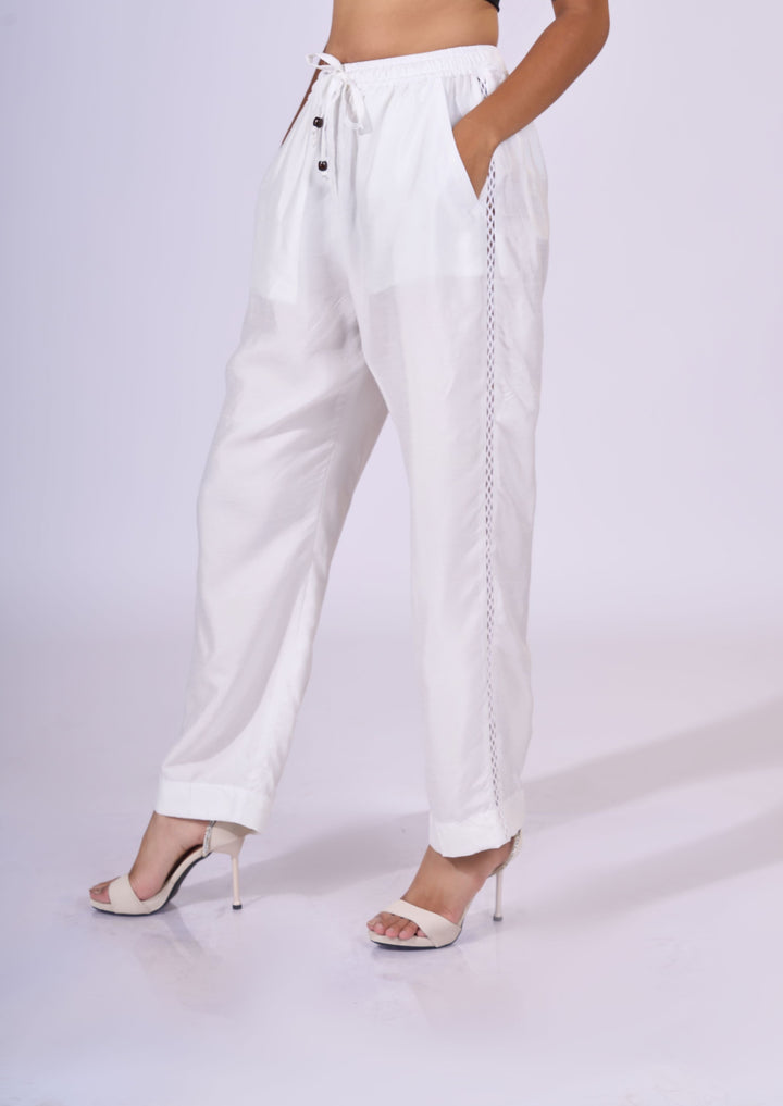 White Pants - Eco-friendly luxury resort wear Diwali offers – women's casual fashion by Sananda Basak - MAGS By Sananda Basak - Pune INDIA