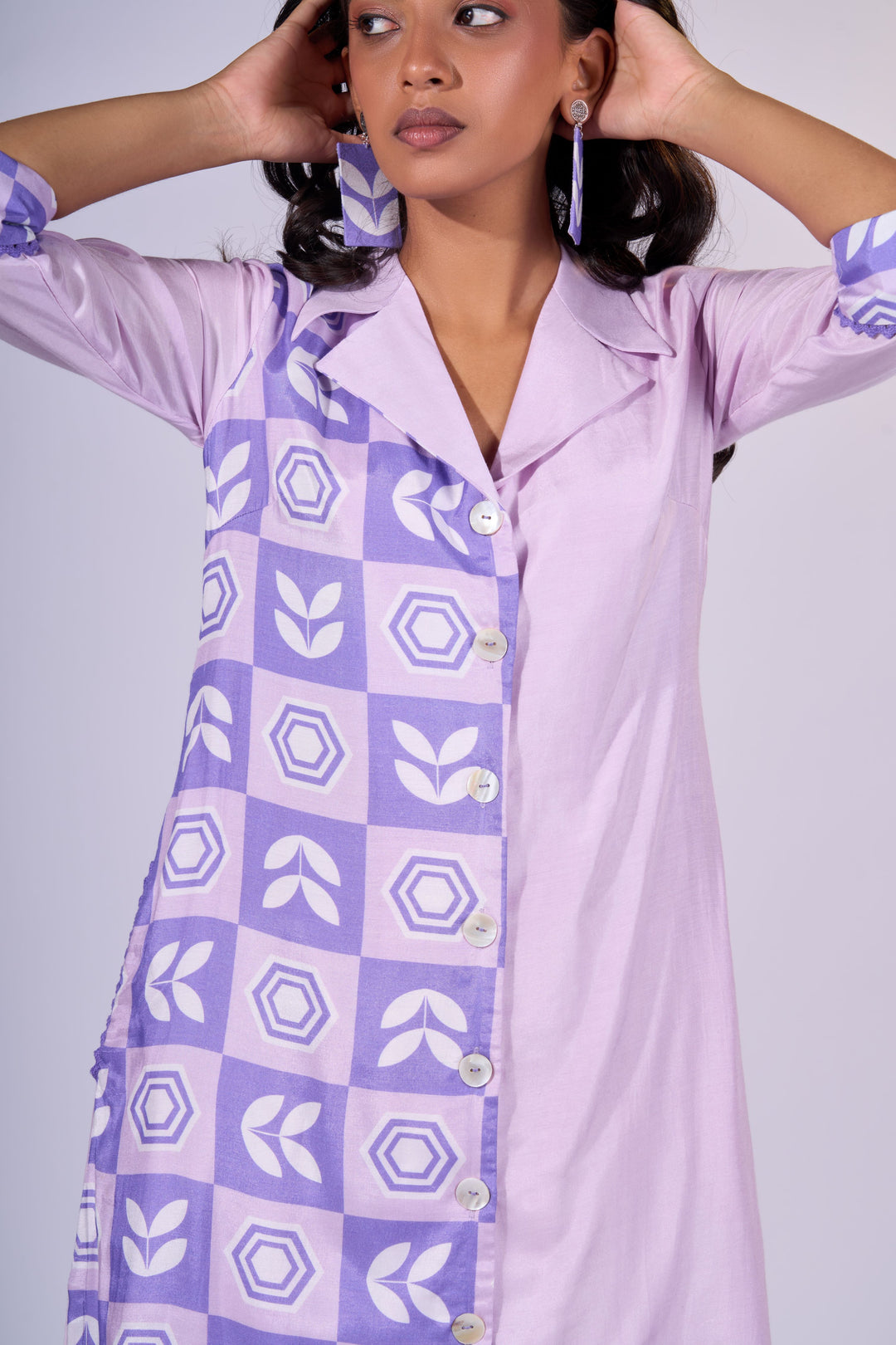 Purple Meadow Kurti & Pants - Eco-friendly luxury resort wear Diwali offers – women's casual fashion by Sananda Basak - MAGS By Sananda Basak - Pune INDIA