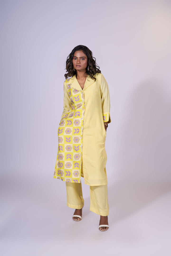 Sunny Meadow Kurti & Pants - Eco-friendly luxury resort wear Diwali offers – women's casual fashion by Sananda Basak - MAGS By Sananda Basak - Pune INDIA