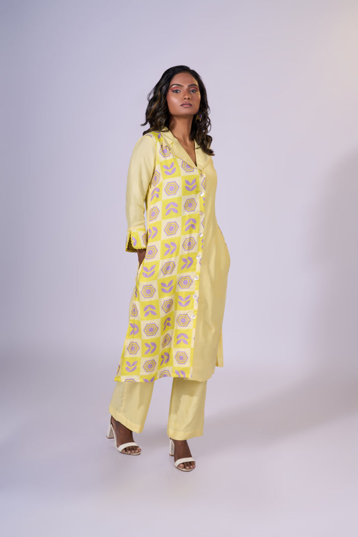 Sunny Meadow Kurti & Pants - Eco-friendly luxury resort wear Diwali offers – women's casual fashion by Sananda Basak - MAGS By Sananda Basak - Pune INDIA