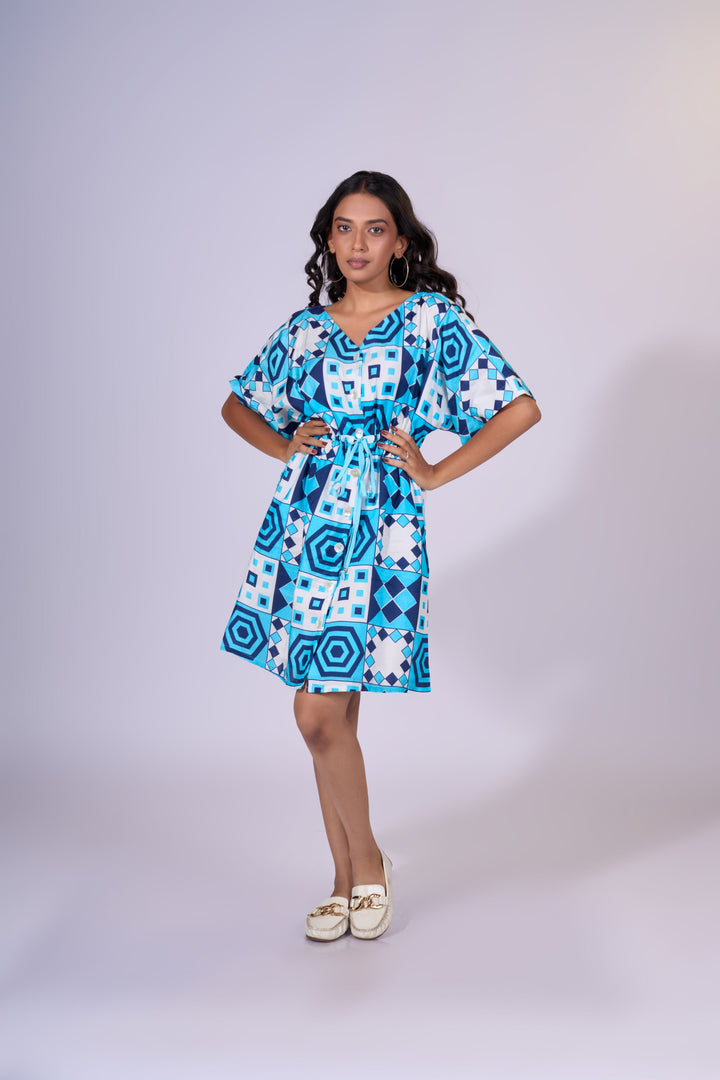 Aqua Radiance Dress - Eco-friendly luxury resort wear Diwali offers – women's casual fashion by Sananda Basak - MAGS By Sananda Basak - Pune INDIA