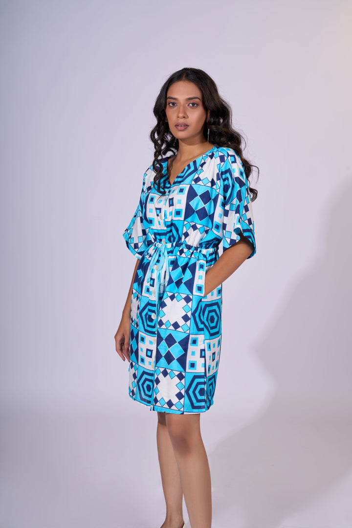 Aqua Radiance Dress - Eco-friendly luxury resort wear Diwali offers – women's casual fashion by Sananda Basak - MAGS By Sananda Basak - Pune INDIA