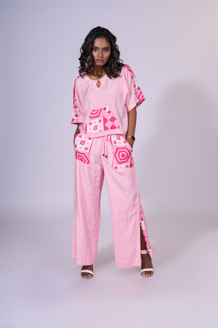 Pink Horizon Pants - LUXURY RESORT CASUALS SUSTAINABLE FABRICS - MAGS By Sananda Basak - Pune INDIA