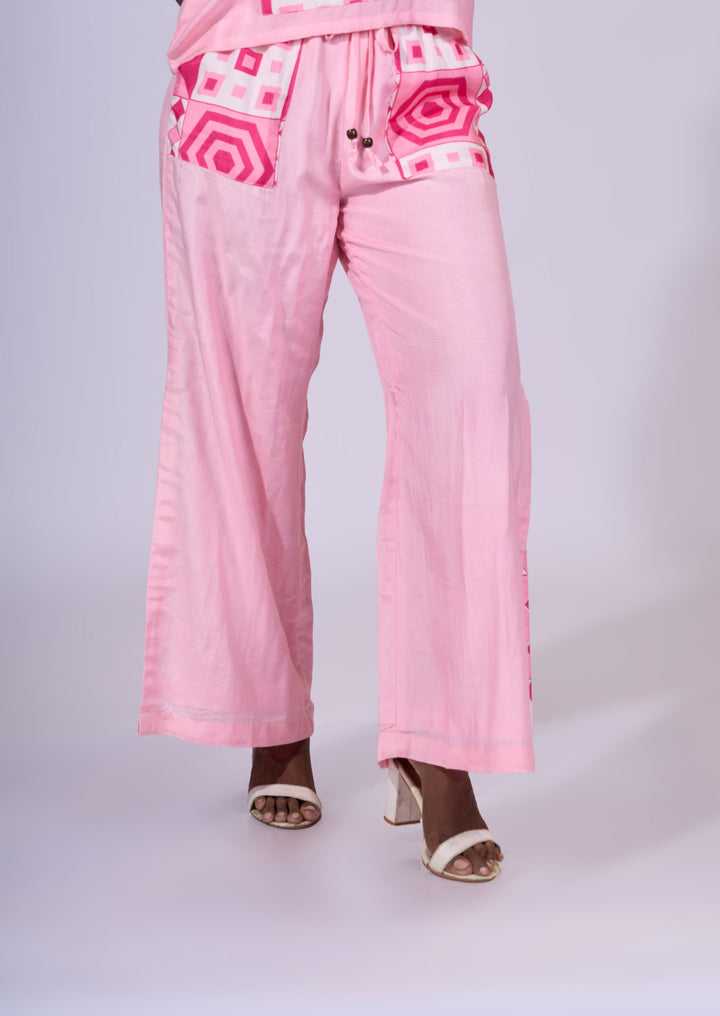 Pink Horizon Pants - Eco-friendly luxury resort wear Diwali offers – women's casual fashion by Sananda Basak - MAGS By Sananda Basak - Pune INDIA