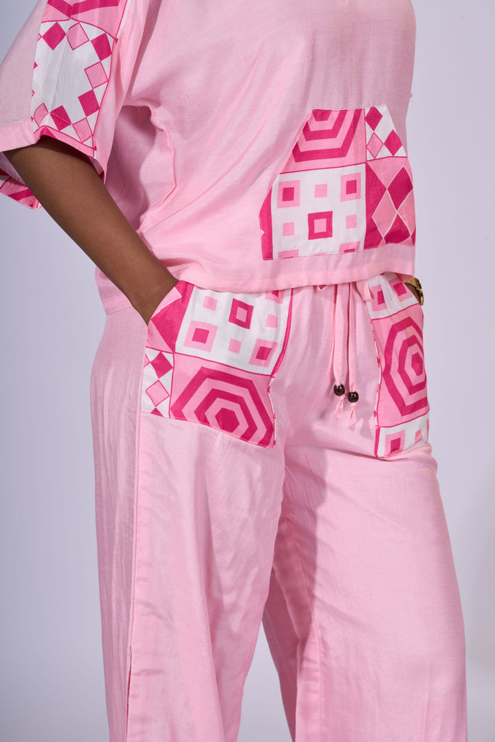 Pink Horizon Pants - LUXURY RESORT CASUALS SUSTAINABLE FABRICS - MAGS By Sananda Basak - Pune INDIA