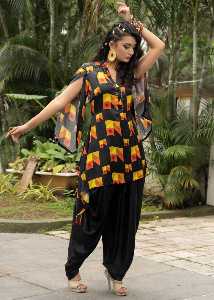 Asymmetric Ember Set - Eco-friendly luxury resort wear Diwali offers – women's casual fashion by Sananda Basak - MAGS By Sananda Basak - Pune INDIA