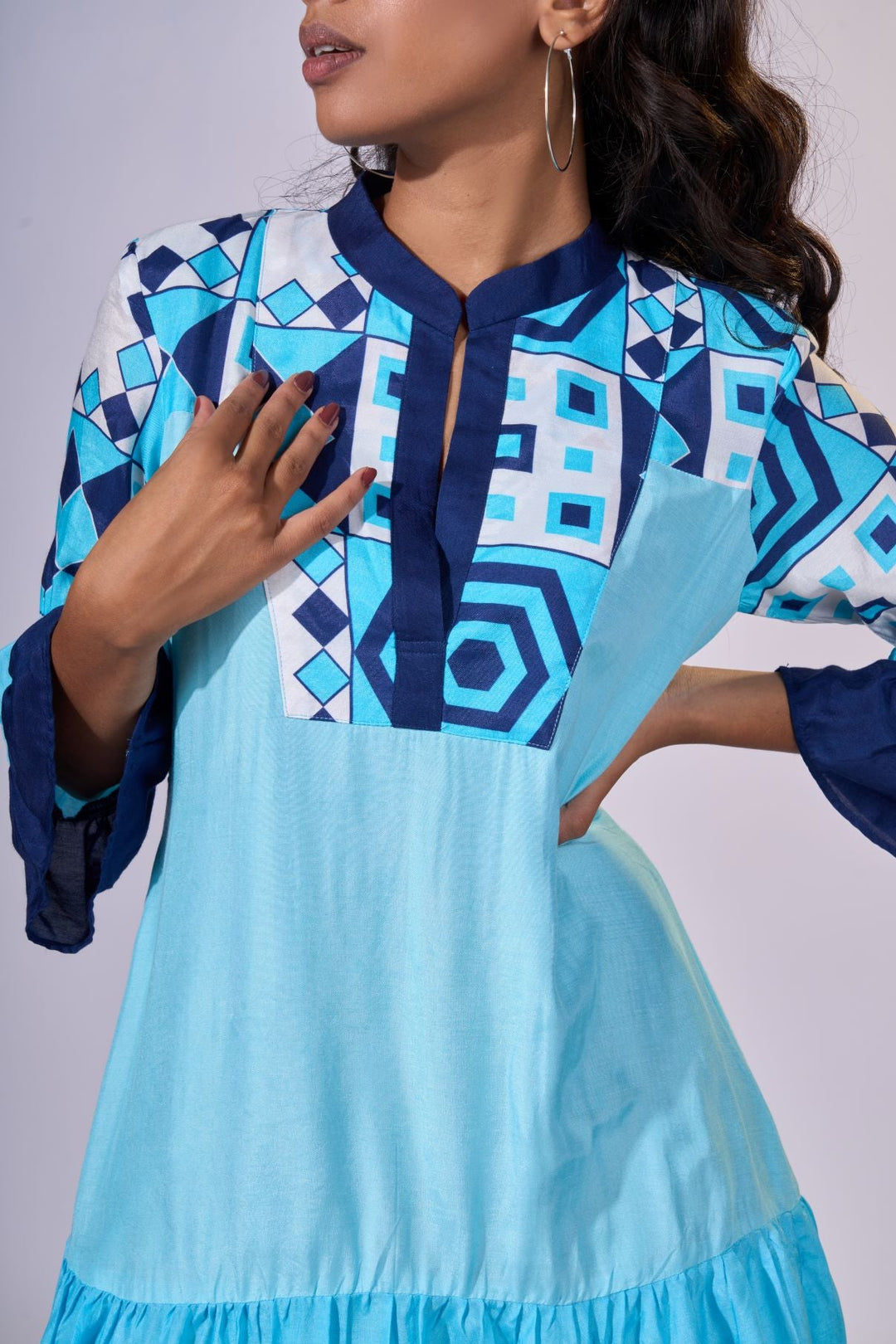 Azure Tiles Flare Dress - LUXURY RESORT CASUALS - MAGS By Sananda Basak - Pune INDIA