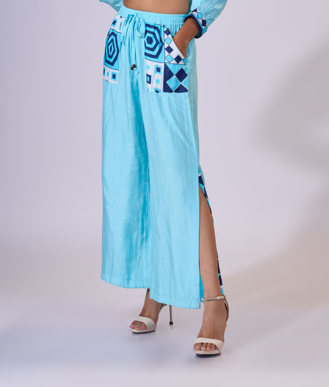 Blue Lagoon Pants - Eco-friendly luxury resort wear Diwali offers – women's casual fashion by Sananda Basak - MAGS By Sananda Basak - Pune INDIA