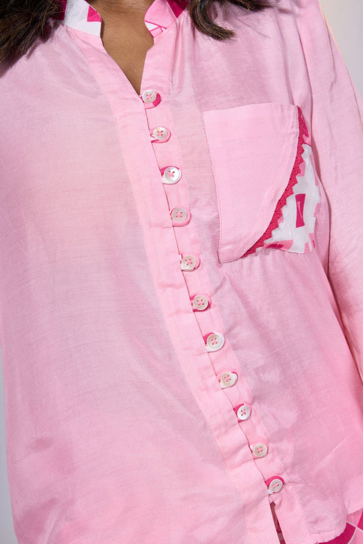 Blush Blossom Shirt - LUXURY RESORT CASUALS SUSTAINABLE FABRICS - MAGS By Sananda Basak - Pune INDIA