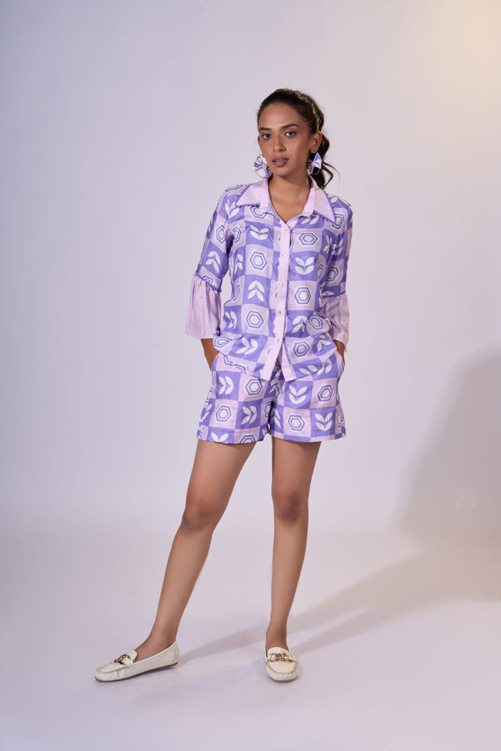 Purple Haze Shorts Set - LUXURY RESORT CASUALS SUSTAINABLE FABRICS - MAGS By Sananda Basak - Pune INDIA