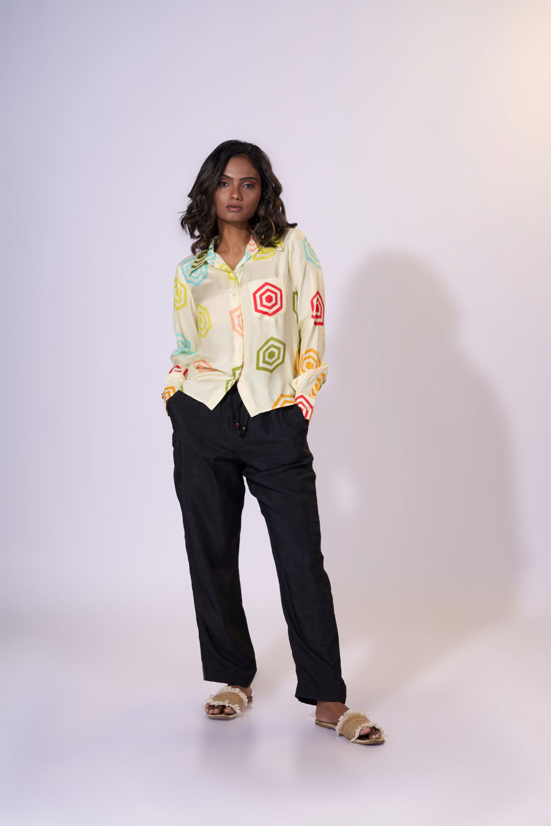 Golden Dawn Formal Shirt - Eco-friendly luxury resort wear Diwali offers – women's casual fashion by Sananda Basak - MAGS By Sananda Basak - Pune INDIA