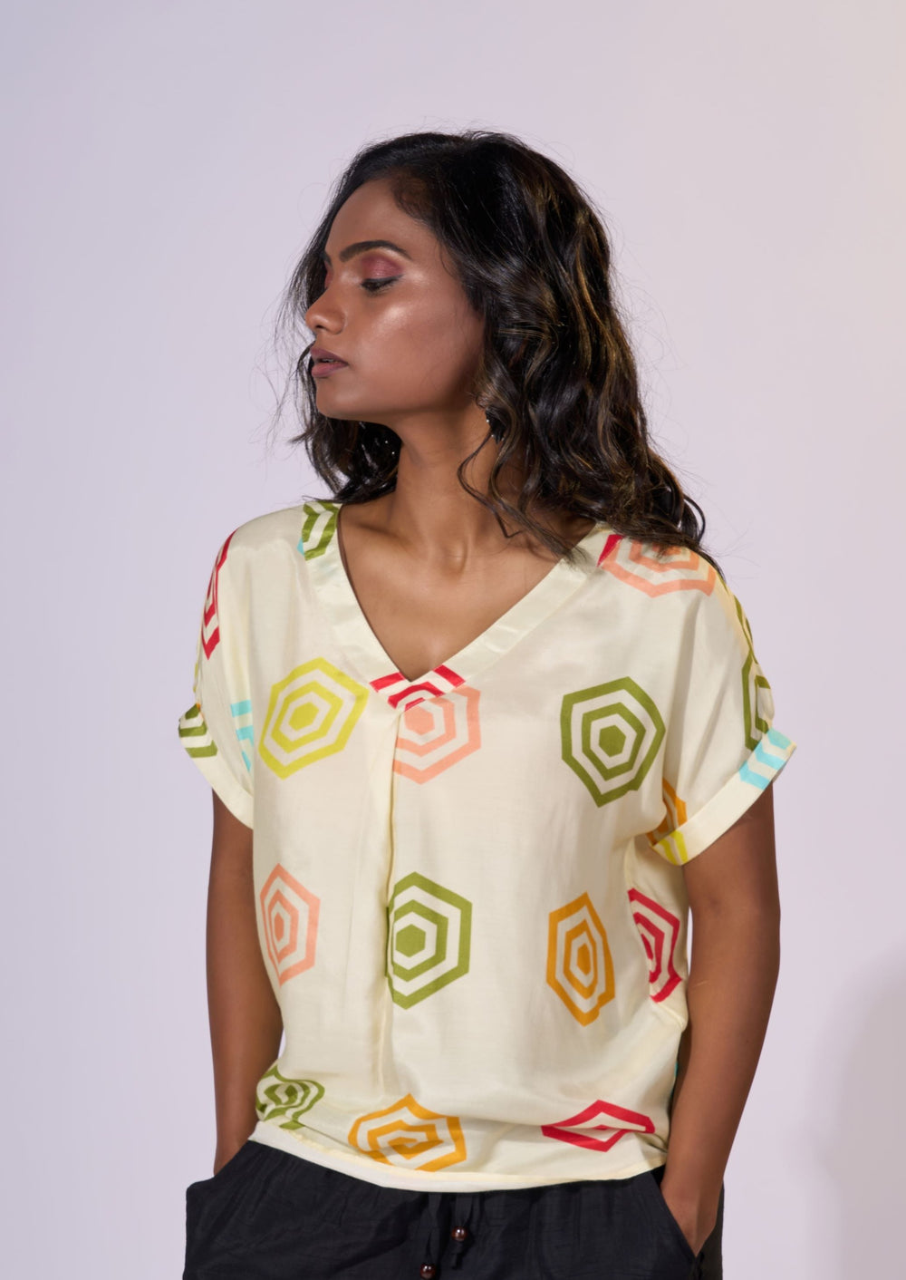 Pleated Sunshine Top - Eco-friendly luxury resort wear Diwali offers – women's casual fashion by Sananda Basak - MAGS By Sananda Basak - Pune INDIA