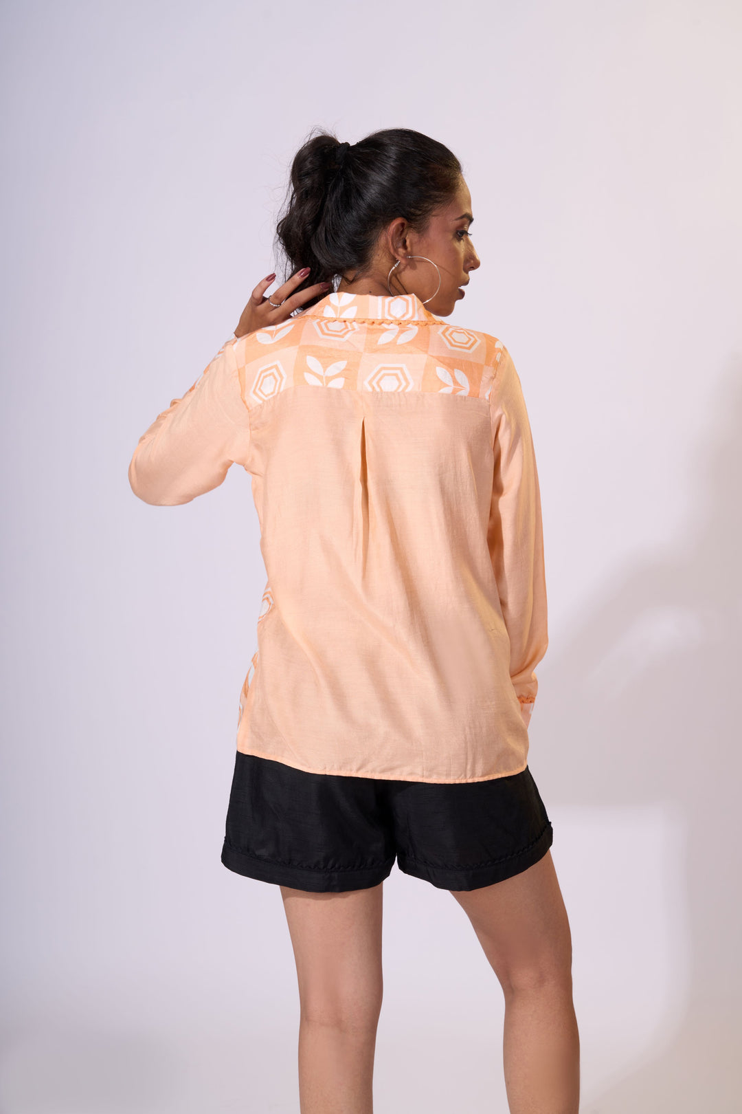 Coral Bloom Shirt - Eco-friendly luxury resort wear Diwali offers – women's casual fashion by Sananda Basak - MAGS By Sananda Basak - Pune INDIA