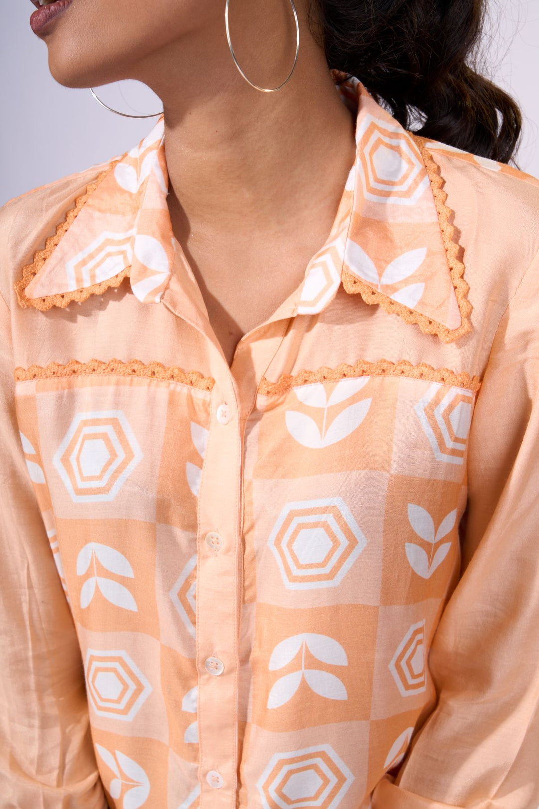 Coral Bloom Shirt - Eco-friendly luxury resort wear Diwali offers – women's casual fashion by Sananda Basak - MAGS By Sananda Basak - Pune INDIA