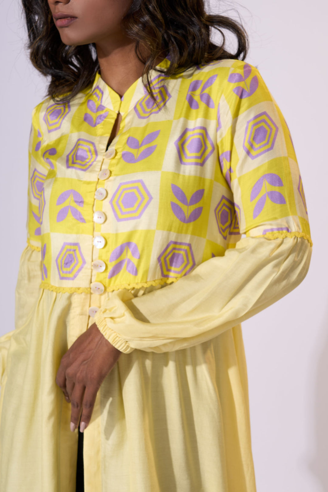 Sunshine Hues Long Jacket - Eco-friendly luxury resort wear Diwali offers – women's casual fashion by Sananda Basak - MAGS By Sananda Basak - Pune INDIA