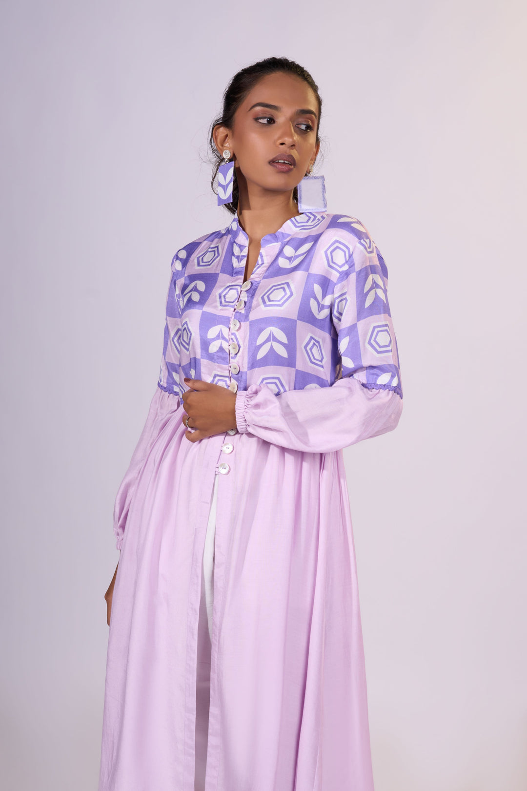 Plum Perfect Long Jacket - LUXURY RESORT CASUALS SUSTAINABLE FABRICS - MAGS By Sananda Basak - Pune INDIA