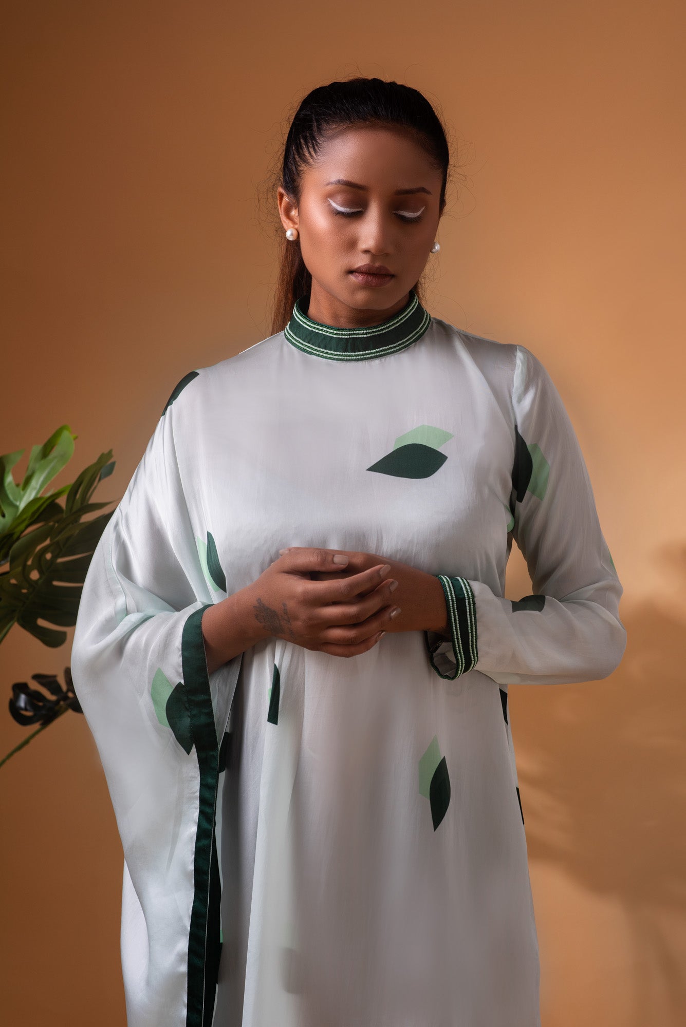 Emerald Canopy Kaftan - Eco-friendly luxury resort wear Diwali offers – women's casual fashion by Sananda Basak - MAGS By Sananda Basak - Pune INDIA