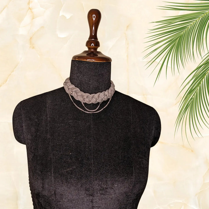 Denim Beaded Choker - MAGS By Sananda Basak - A Sustainable Fashion Brand