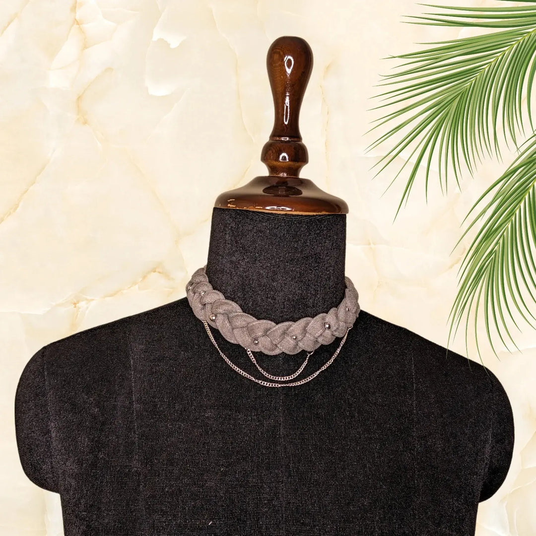 Denim Beaded Choker - MAGS By Sananda Basak - A Sustainable Fashion Brand