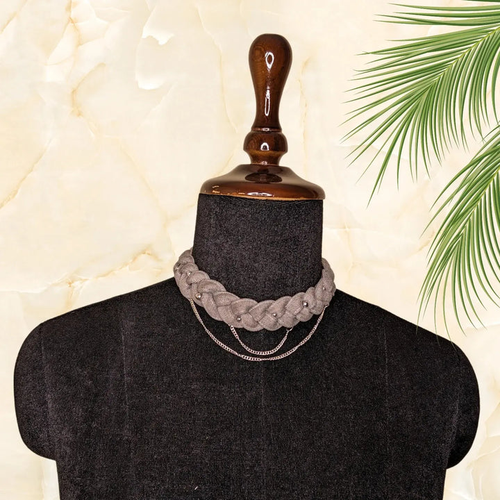 Denim Beaded Choker - MAGS By Sananda Basak - A Sustainable Fashion Brand