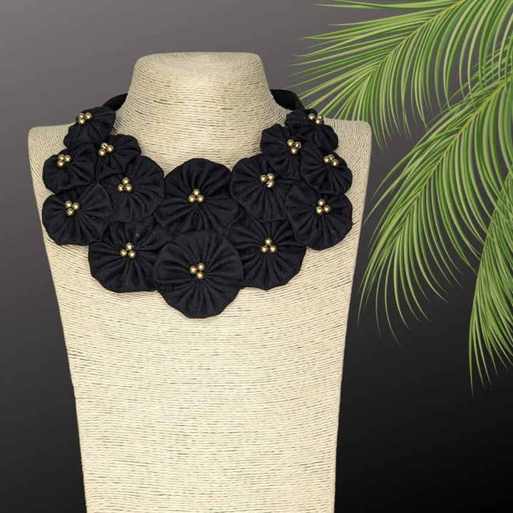 Denim Blossom Necklace - MAGS By Sananda Basak - A Sustainable Fashion Brand