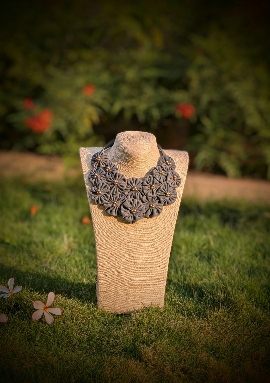 Denim Blossom Necklace - MAGS By Sananda Basak - A Sustainable Fashion Brand