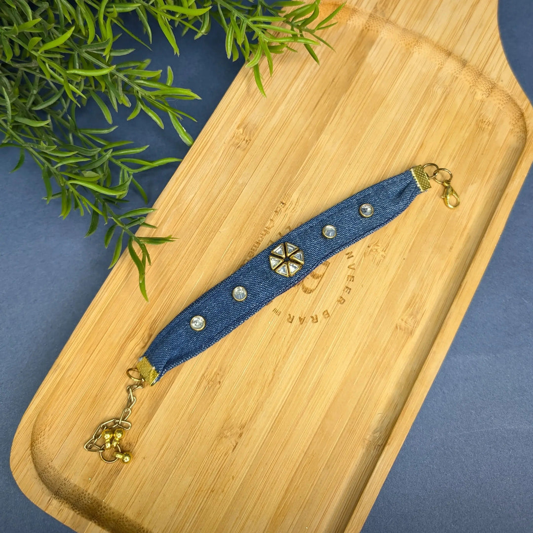 Denim Diamond Bracelet - MAGS By Sananda Basak - A Sustainable Fashion Brand