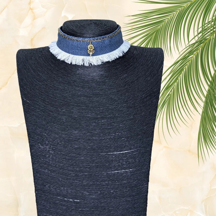 Denim Edge Choker - MAGS By Sananda Basak - A Sustainable Fashion Brand