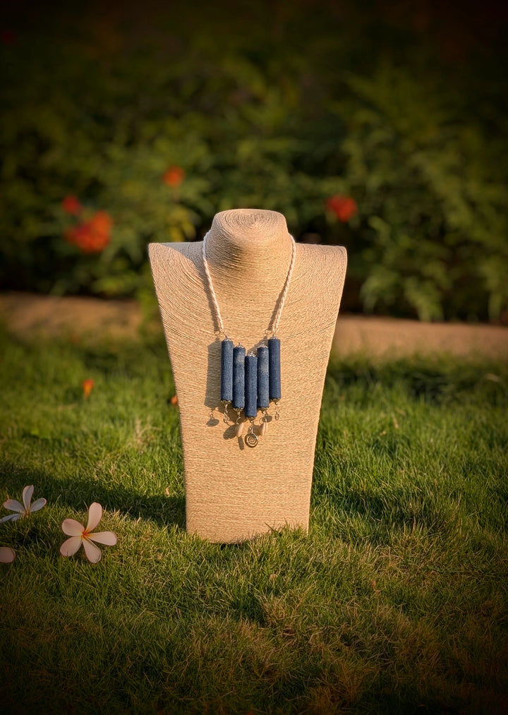 Denim Raga Necklace - MAGS By Sananda Basak - A Sustainable Fashion Brand