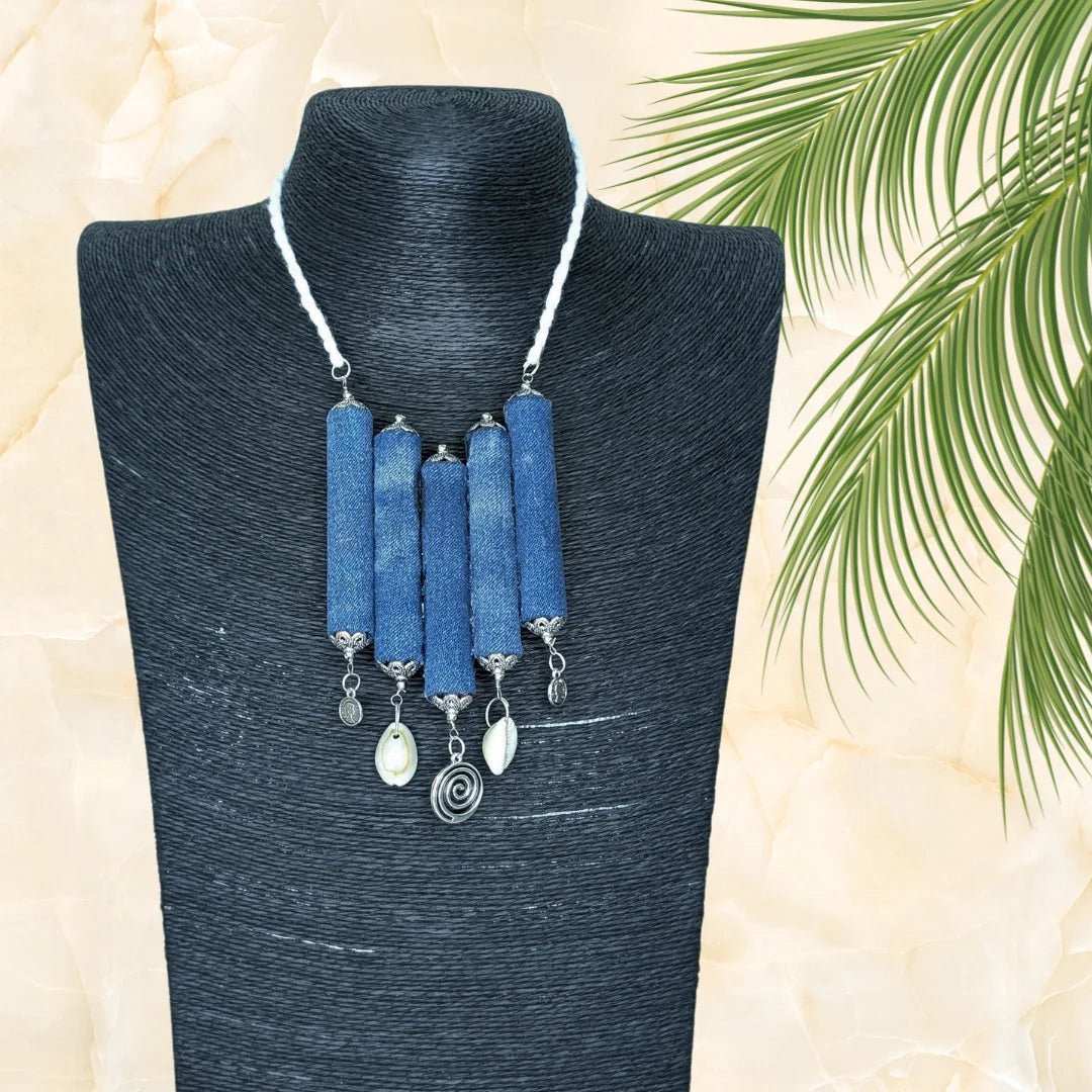 Denim Raga Necklace - MAGS By Sananda Basak - A Sustainable Fashion Brand